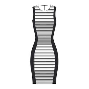 Zip up bodycon dress with flattering color block